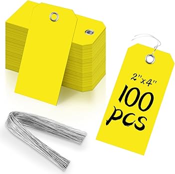 Amazon | 100個 2x4インチ イエロープラスチック配送タグ