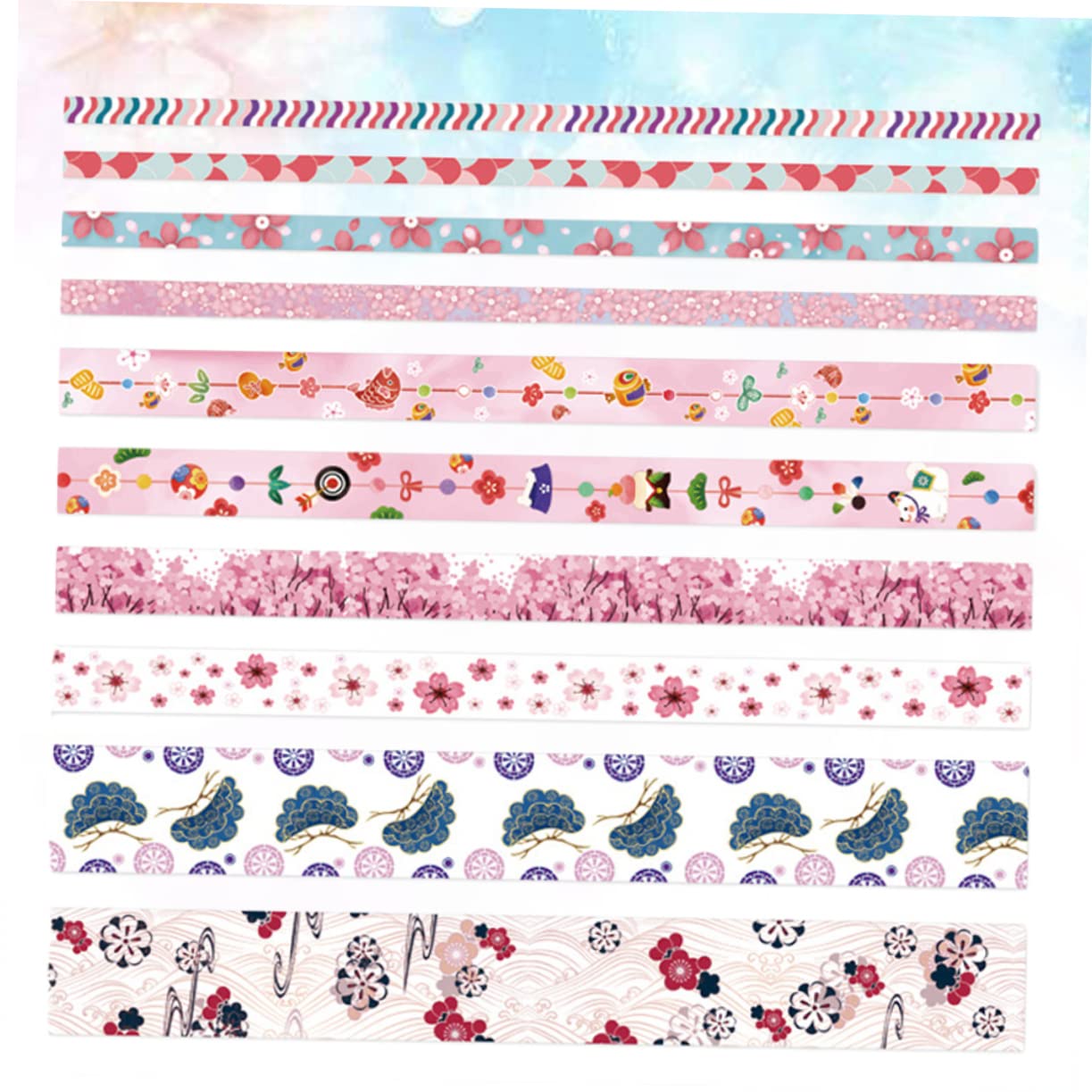 NUOBESTY 10rotoli Scatola Washi Tape Adesivo Per Decorazioni Fai Te Carta Per Scrapbook e Diario Motivo Albero Di Ciliegio