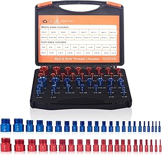 Nut and Bolt Thread Checker Inch & Metric Nut and Bolt Identifier Gauge Set, Nut and Bolt Sizer SAE & Metric, Nut and Bolt Identification Tool Box Size Guide, 36 Male/Female Nut and Bolt Sizing Gauges