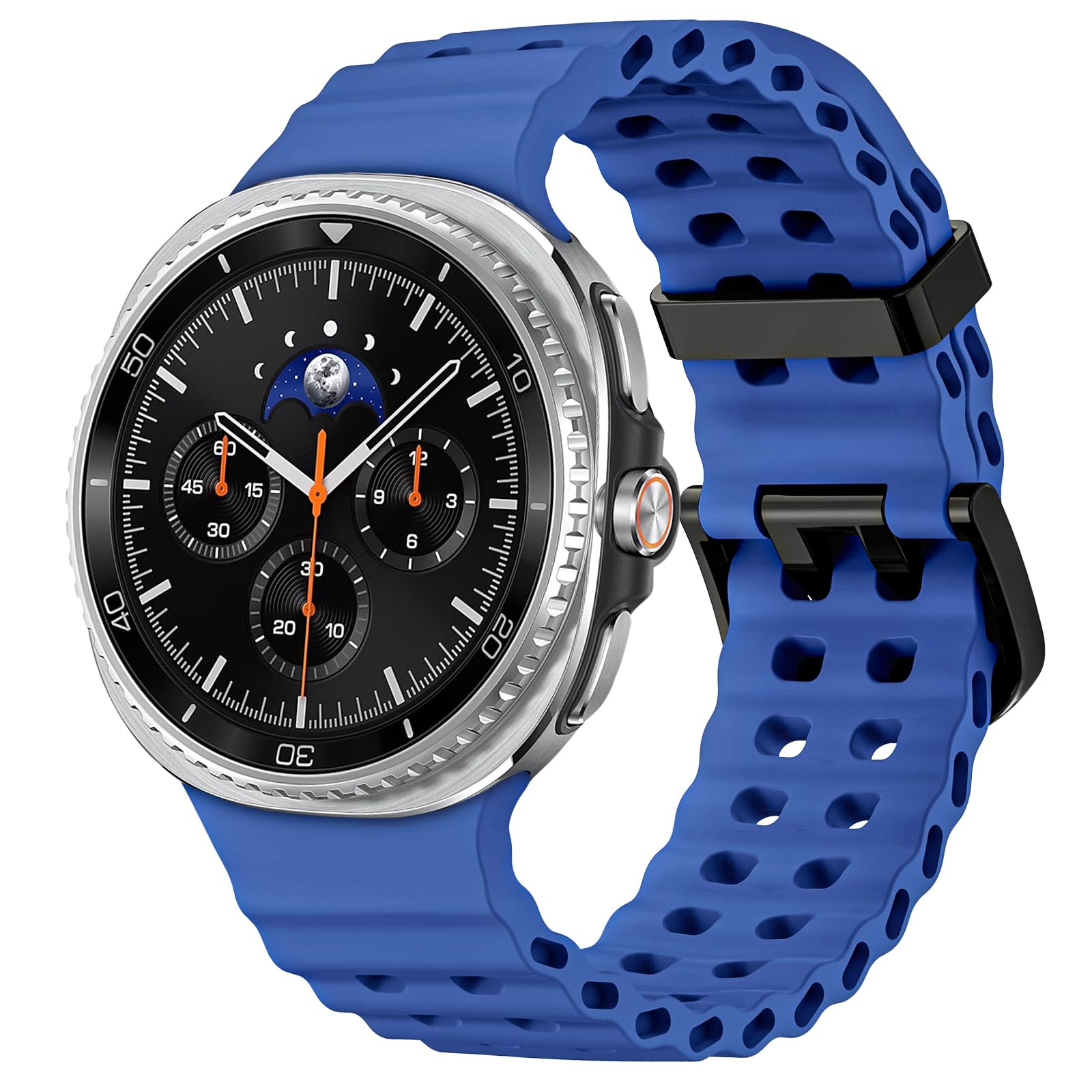 Silicone Band for Samsung Galaxy Watch 8 Classic 46mm/Galaxy Watch 8 44mm 40mm, No Gap Soft Breathable Marine Replacement Sport Strap for Galaxy 8 Watch Bands Men Women