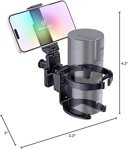 Miniatura 9 de WixGear Portavasos para cochecito con soporte para teléfono, portavasos para andador y silla de ruedas, soporte versátil para teléfono para