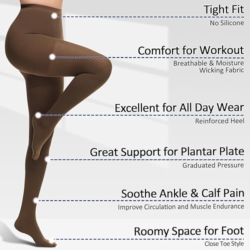 Miniatura 20 de Beister Medias de compresión médica para mujeres y hombres, opaco con puntera cerrada de 20-30 mmHg con soporte graduado apretado Beige