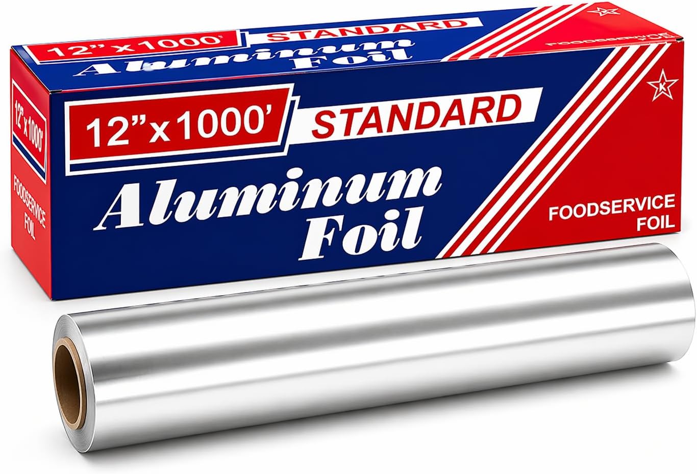 Standard Aluminum Foil Roll, 12 Inch x 1000 Feet, Extra Thick, for Cooking, Grilling, Baking & Food Storage, Commercial Kitchen