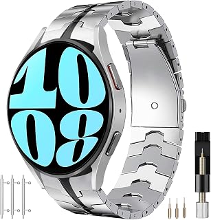 Miimall Compatible for No Gap Metal Band Samsung Galaxy Watch 6 Classic 43mm 47mm Watch 5 Pro 45mm Galaxy Watch 6/5/4 40mm 44mm Samsung Watch 4 Classic Stainless Steel Band for Galaxy Watch 6
