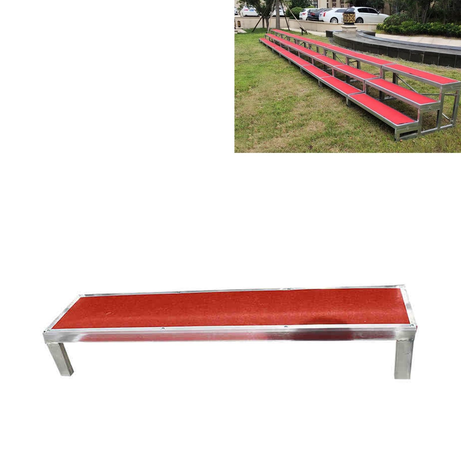 Plateformes commerciales pour performance avec tapis antidérapant et marches