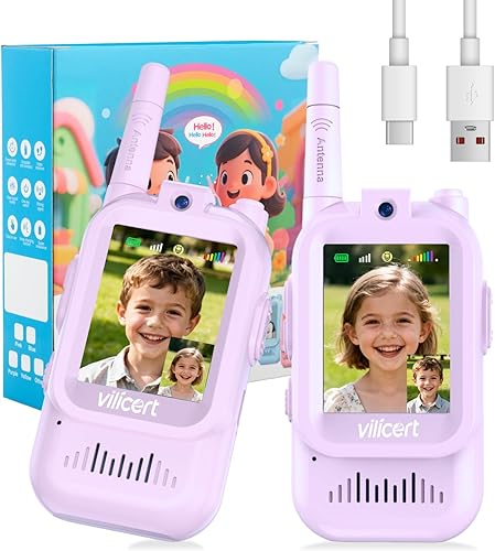 Miniatura 9 de Walkie Talkie de video para niños, juguetes de cumpleaños para niños de 3 a 12 años, 11 canales, juguete de radio de 2 vías para interior y Azul +