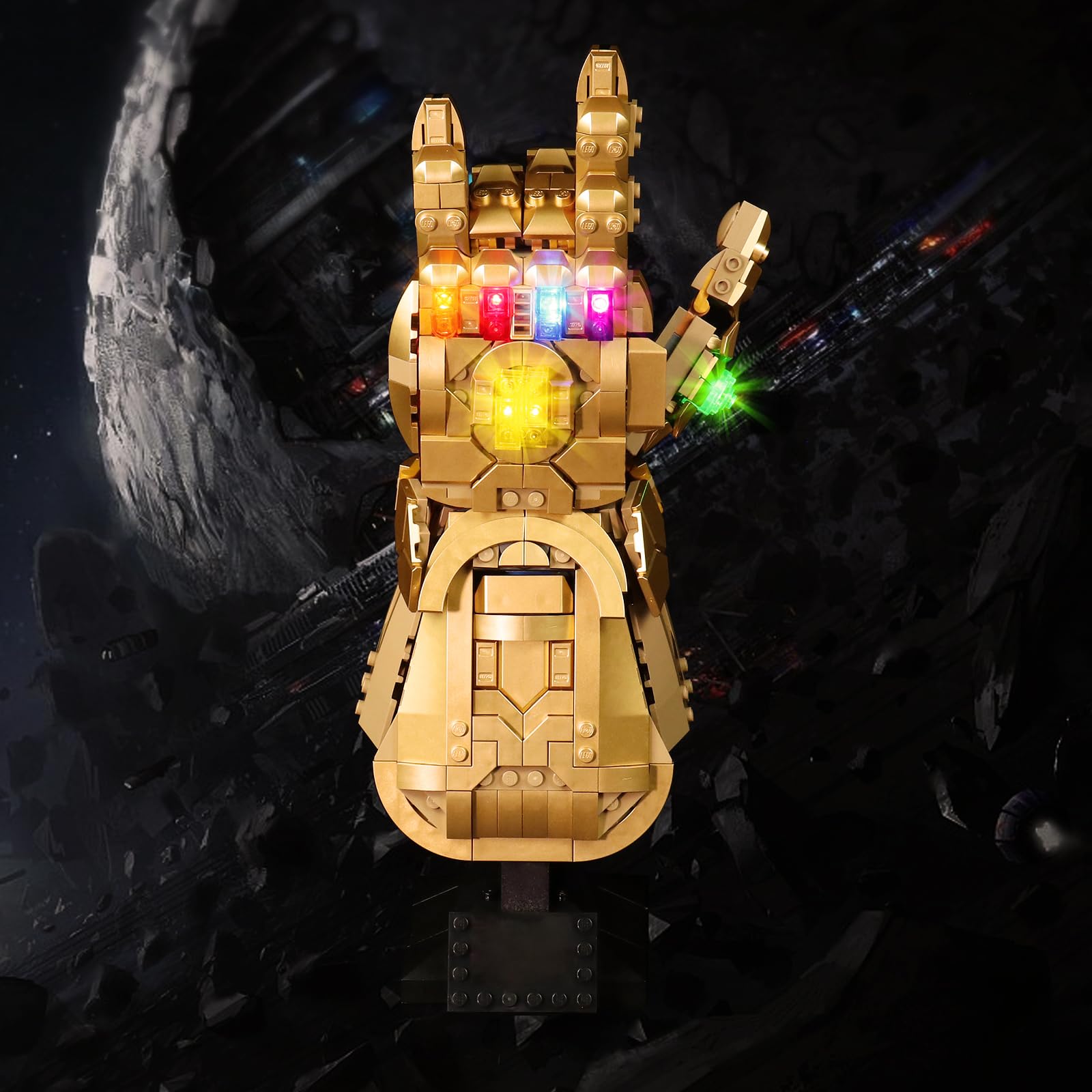 LED-Licht Kit Kompatibel mit Lego 76191 Marvel Super Heroes Infinity Handschuh (Kein Modell), BrickBling Dekorations Led Beleuchtungsset für Thanos Handschuh Kreatives Spielzeuglicht
