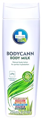 Annabis BODYCANN - Leche corporal vegana totalmente natural con cáñamo orgánico, cuidado hidratante y regenerador intensivo para pieles sensibles,