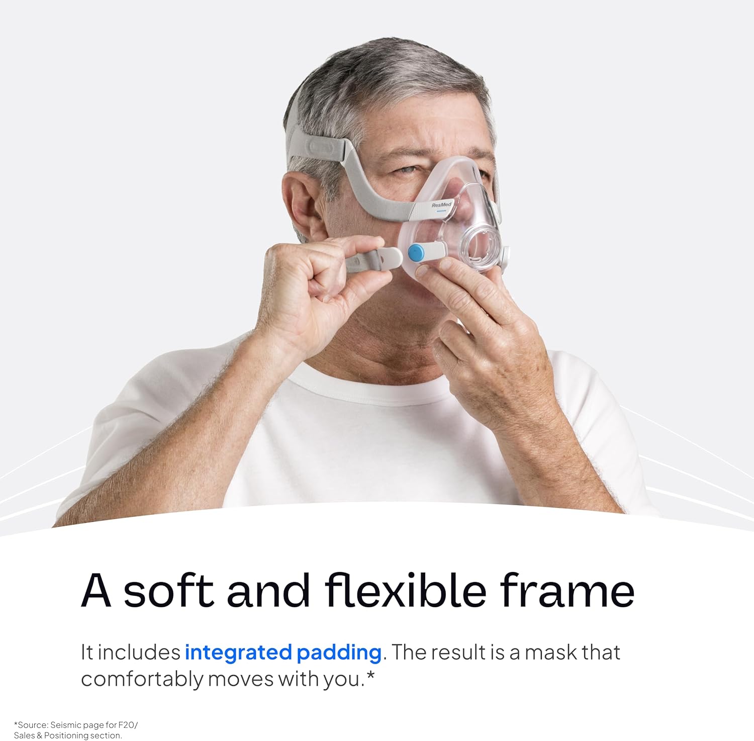 Resmed AirFit/AirTouch F20 Headgear - Replacement CPAP Headgear - Frame System & Full Face Cushion Not Included - Premium CPAP Accessories - Large, Blue