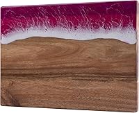 gzcmxh Handmade Pink Wave Resin Cutting Board - Acacia Wood Charcuterie Board for Cheese, Meat, Veggies & Steak