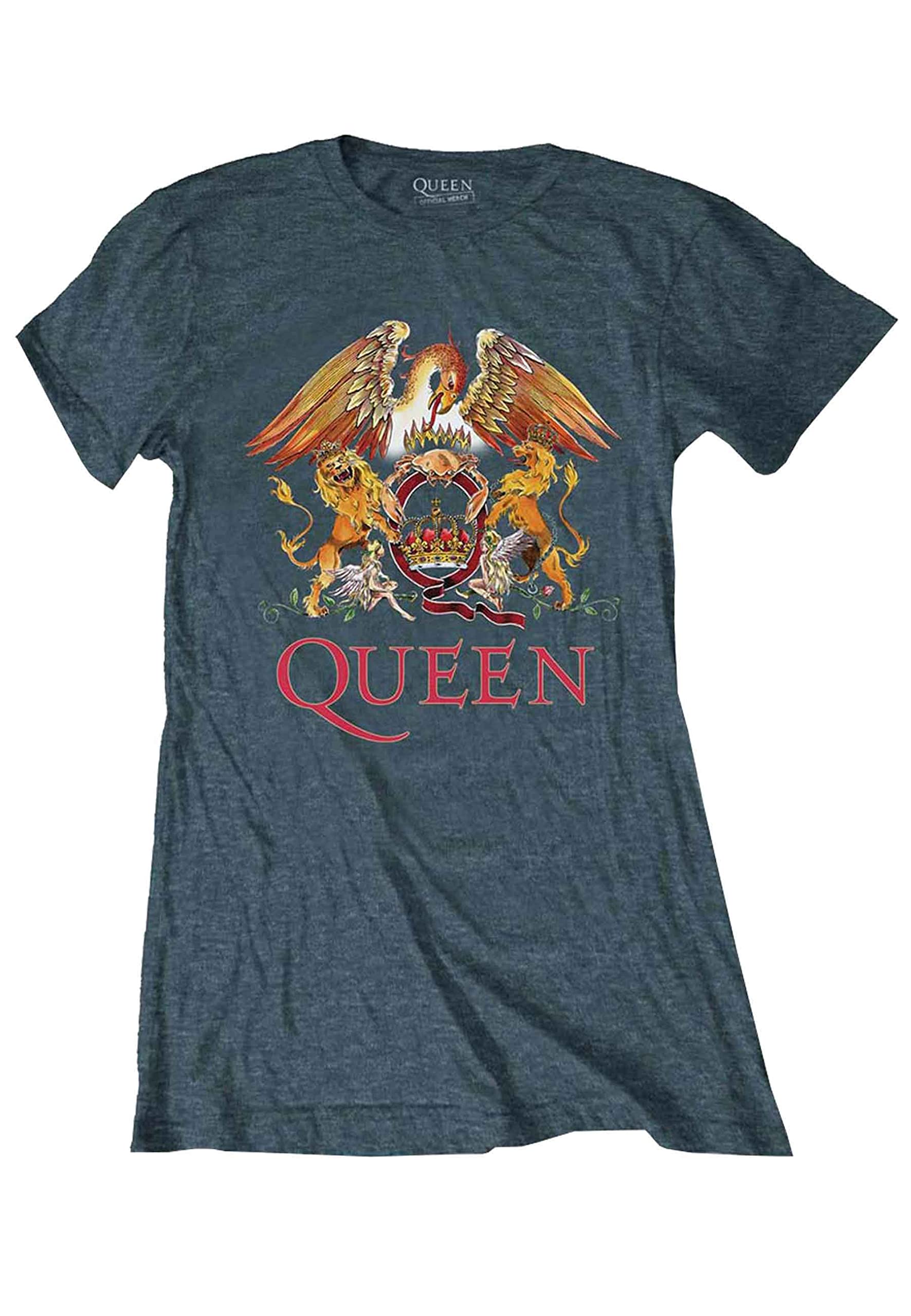 Rockoff Trade Damen Queen Classic Crest T-Shirt, Grey (Heather), Small