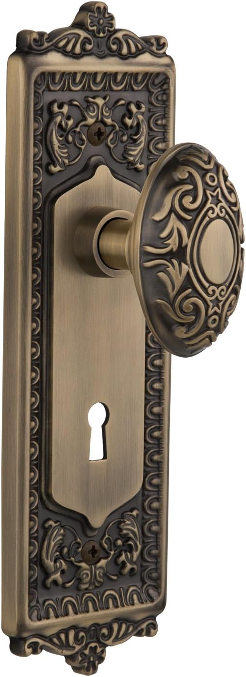 Nostalgic Warehouse Egg & Dart Plate with Keyhole Single Dummy Victorian Door Knob in Timeless Bronze