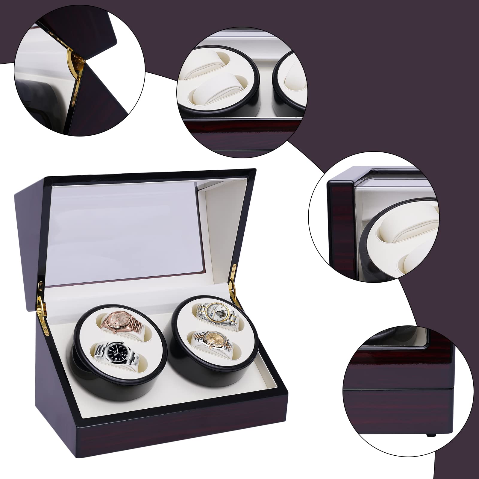 SHZICMY Automatische Uhrenbeweger Uhrenbox Uhrenkasten Watch Winder Box Uhrenschmuck Display Box Watchwinder für 4 Uhren