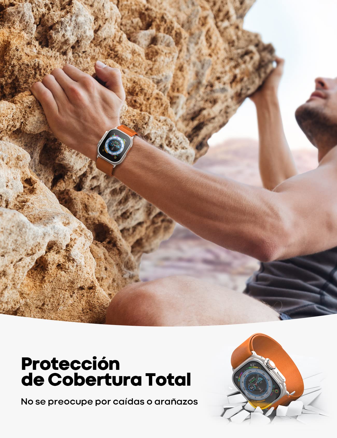 Lamicall Protector de Pantalla para Apple Watch Ultra 2 49mm, Titanio, 9H Cristal Templado, Cobertura Completa