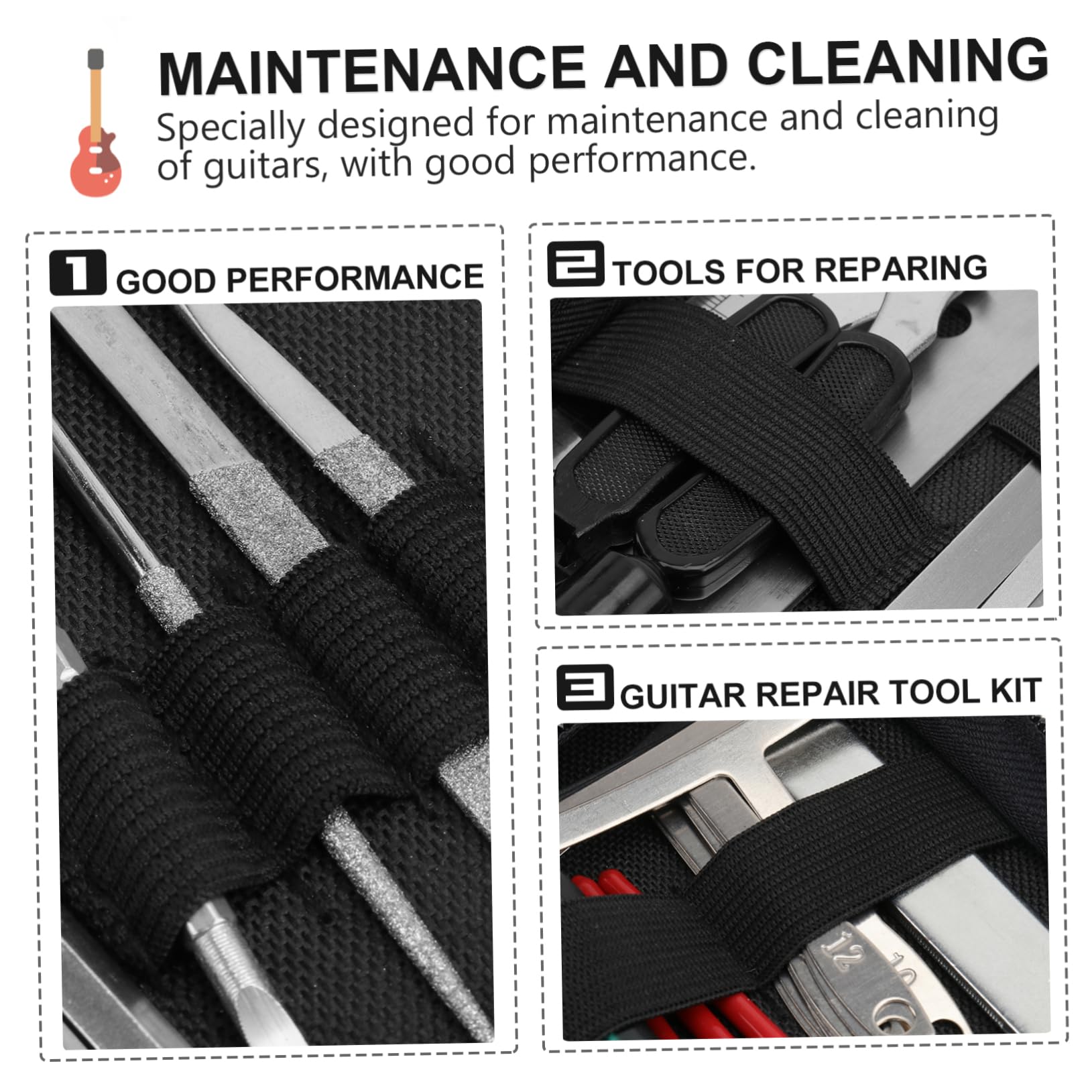 SOIMISS 1 juego Herramientas de de Guitarra Herramientas de Reparación y Limpieza Accesorios para Instrumentos para Profesional y Personal Incluye Bolsa de Transporte para Organización y