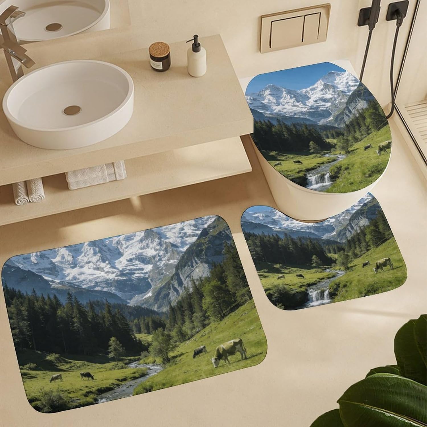 LucerneNon-Slip Bath Rug Set 4 Set