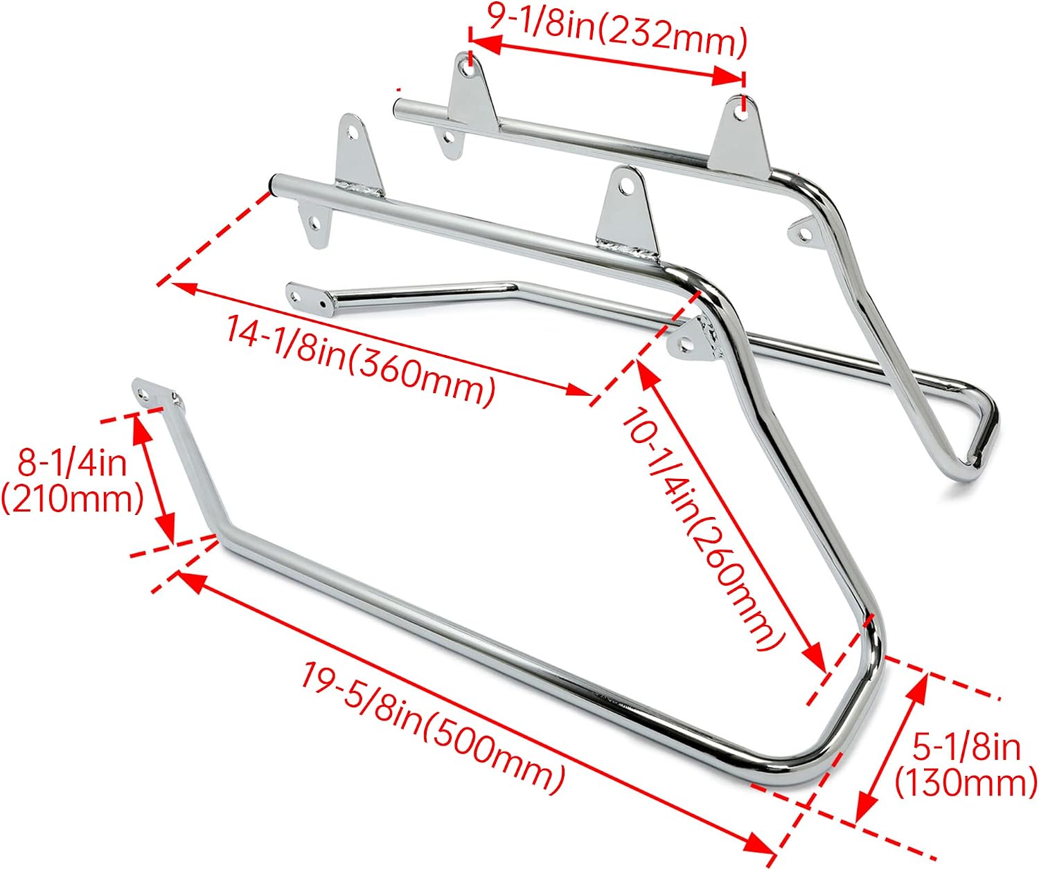 ECOTRIC Saddlebag Conversion Brackets Mounts Compatible with 1986-2013 Harley Davidson Softail w/Hardware Chrome