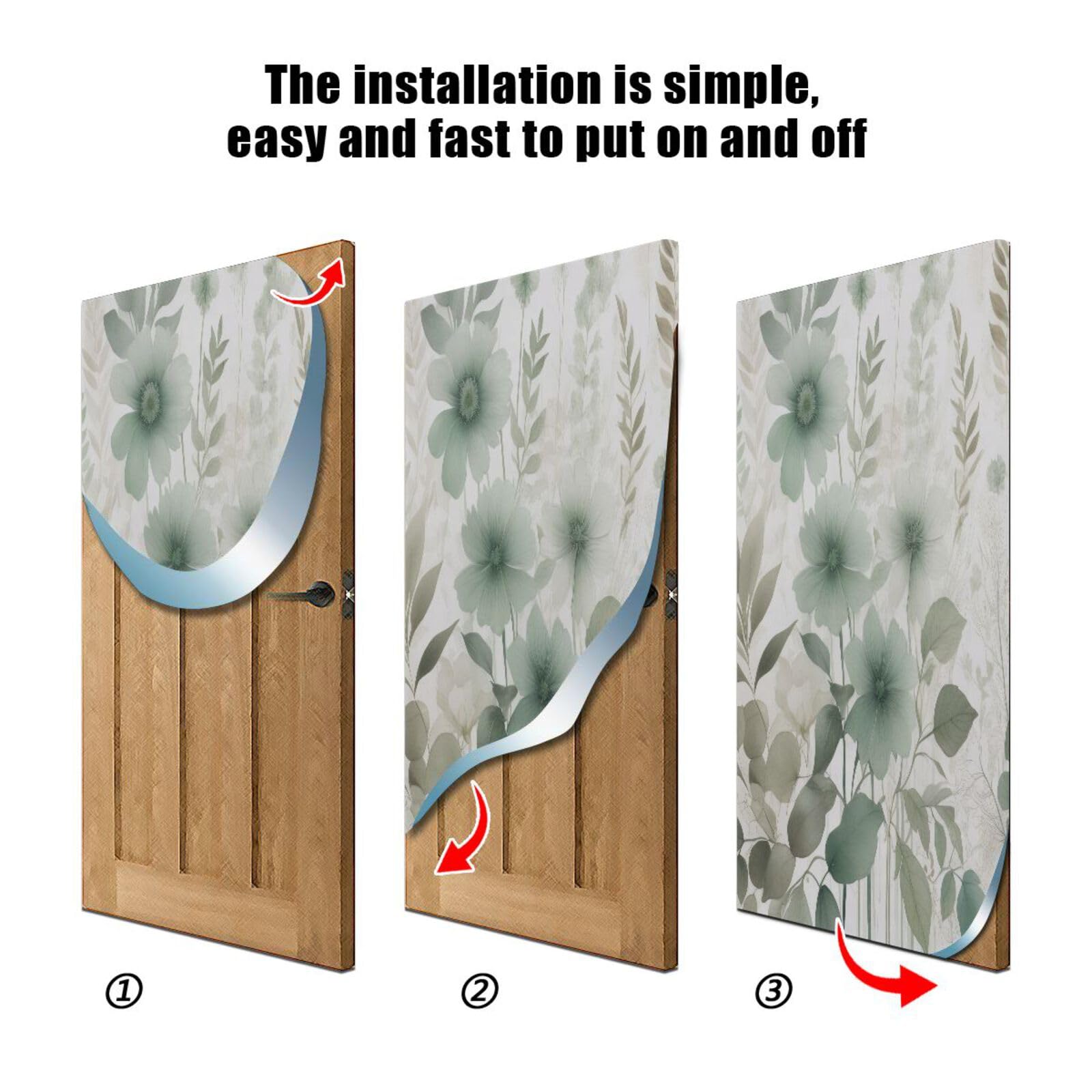 FLildon Grey Teal Cadet Blue Leaves Door Cover Decoration, Party Accessory Porch Decor for Festive Ornament Room Door Covers 32 x 79 Inch