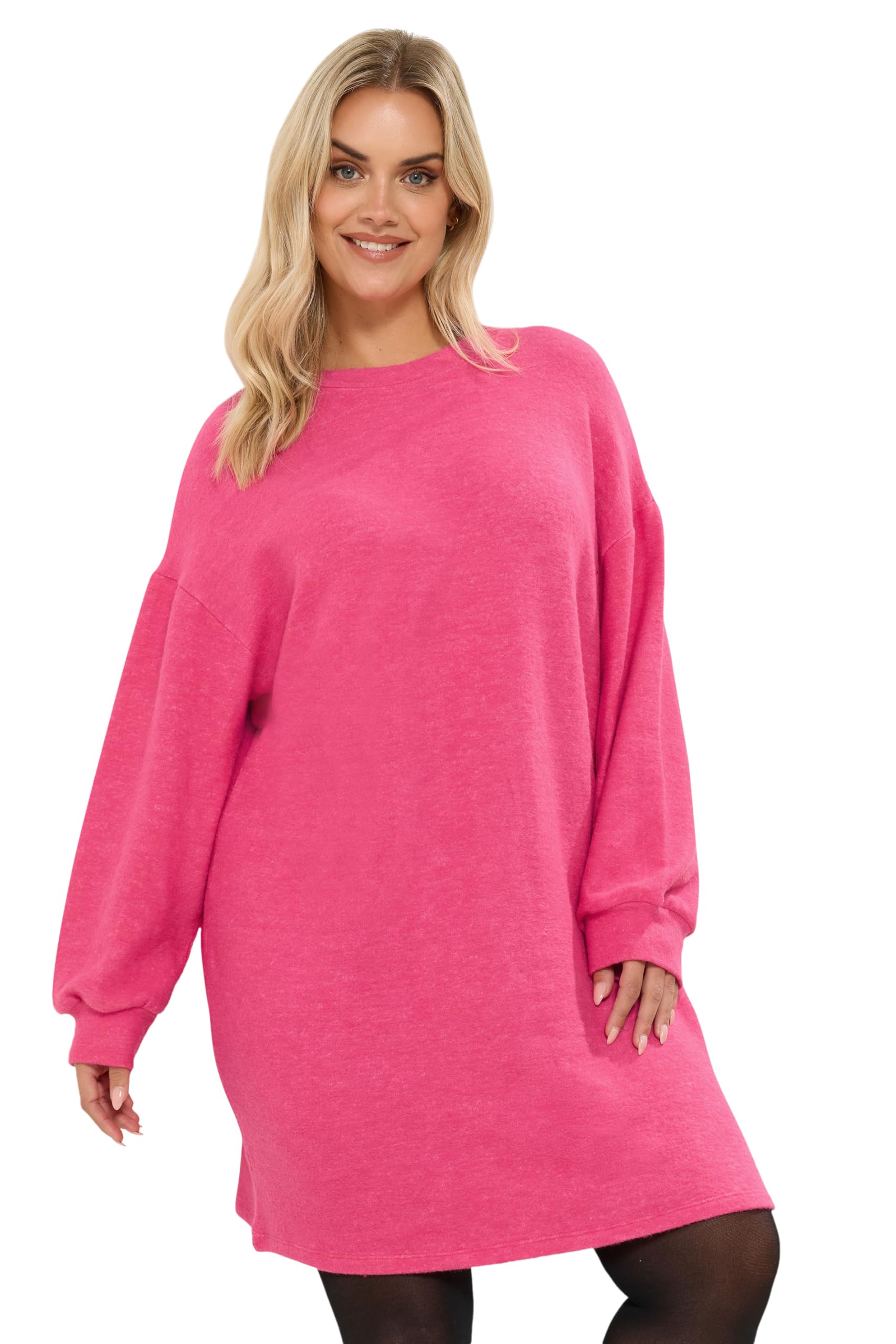 Yours Women's Pink Curve Hot Soft Touch Jumper Dress - Plus Size Curve