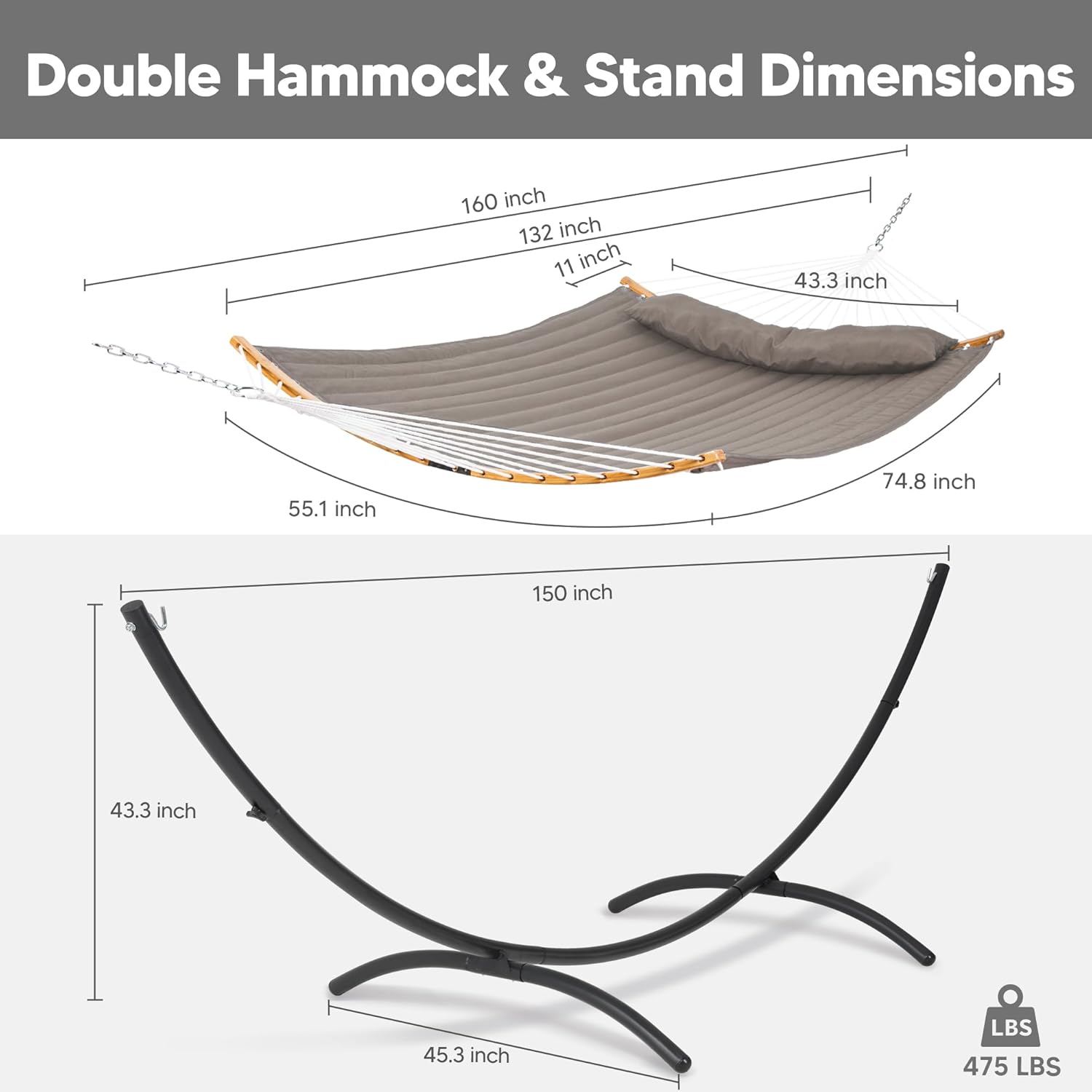 SUNCREAT Hammocks Standing Patio Hammock, Portable Hammock with Stand Foldable, Patent Pending, Brown