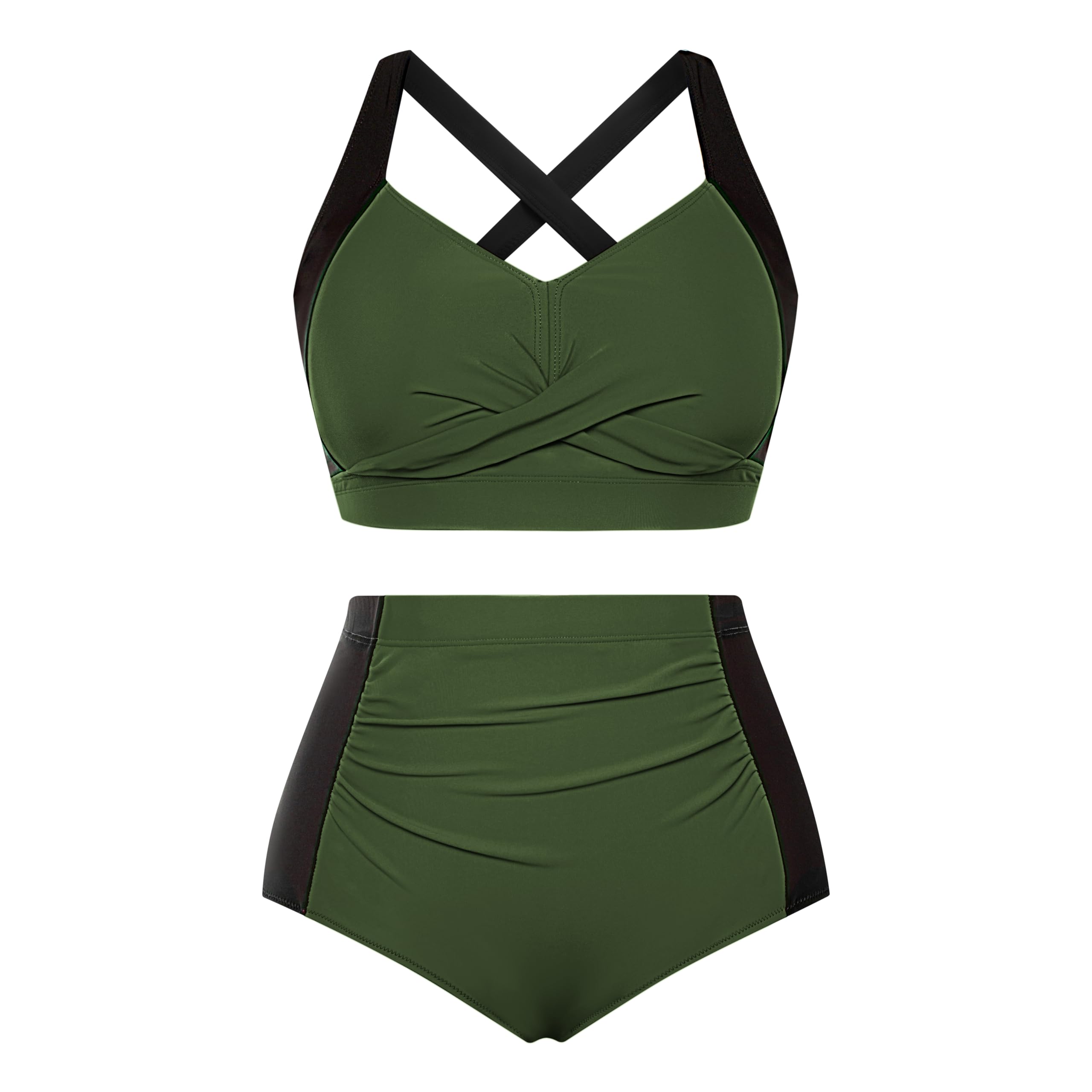 Hanna Nikole High Waisted Tummy Control Ruched Bikini