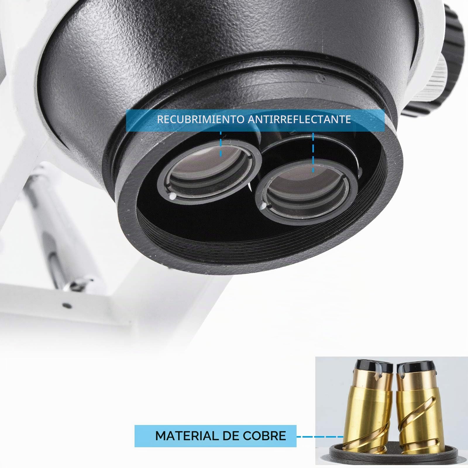 VEVOR Microscopio Trilocular, 3,5X-90X Microscopio Estéreo 55-75 mm Microscopio Estéreo Profesional Microscopio con Brazo Ajustable con Rango de Enfoque de 26:1 para Observación de Insectos, etc.