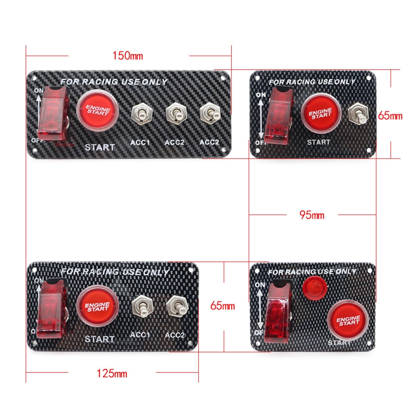 Interruptor de arranque Interruptor de encendido LED 12 V para coche carreras, interruptor y apagado del motor, panel interruptores palanca(9.5cm silver switch)