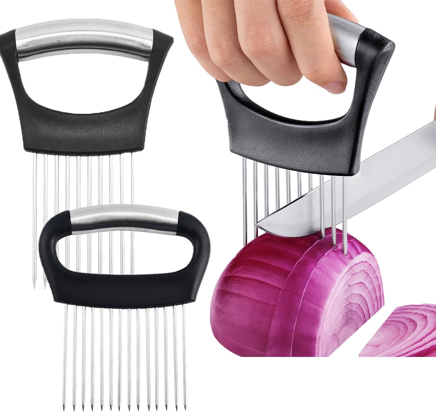 Onion Holder for Slicing,Onion Holder,Stainless Steel Onion Slice Holder,Onion