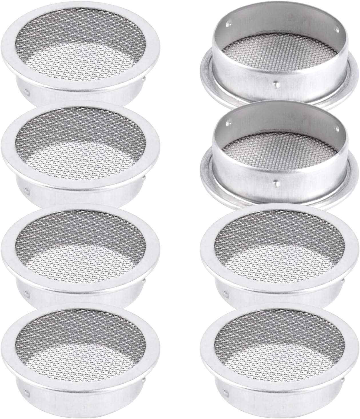 2 Inch Round Open Screen Vent for Display Cases Spice Racks, 8 Pack | Round Vent With Open Screen Design. Fits Display Cases, Spice Racks, And Reptile Cages. Mill Finish, 8 Pack.