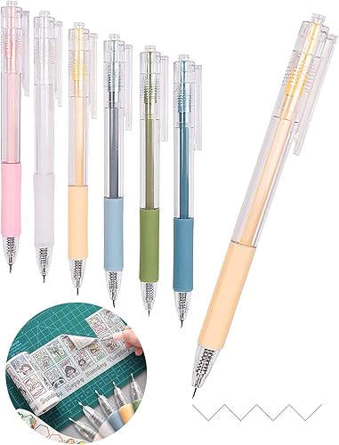 Herramientas de corte para manualidades, bolígrafo cortador de papel de precisión con cabezal de corte de acero de tungsteno recargable, paquete de 6