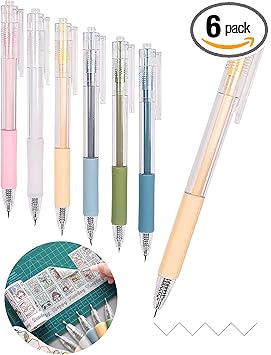Knife Pen Craft Cutting Tools - Precision Paper Cutter Pen with Refillable Tungsten Steel Cutter Head Refill, 6 PACK