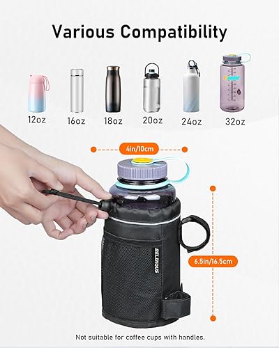 Miniatura 2 de Belinous Portavasos para bicicleta, soporte para botella de agua de hasta 32 onzas, soporte para bebida para manillar de bicicleta, tela Oxford con