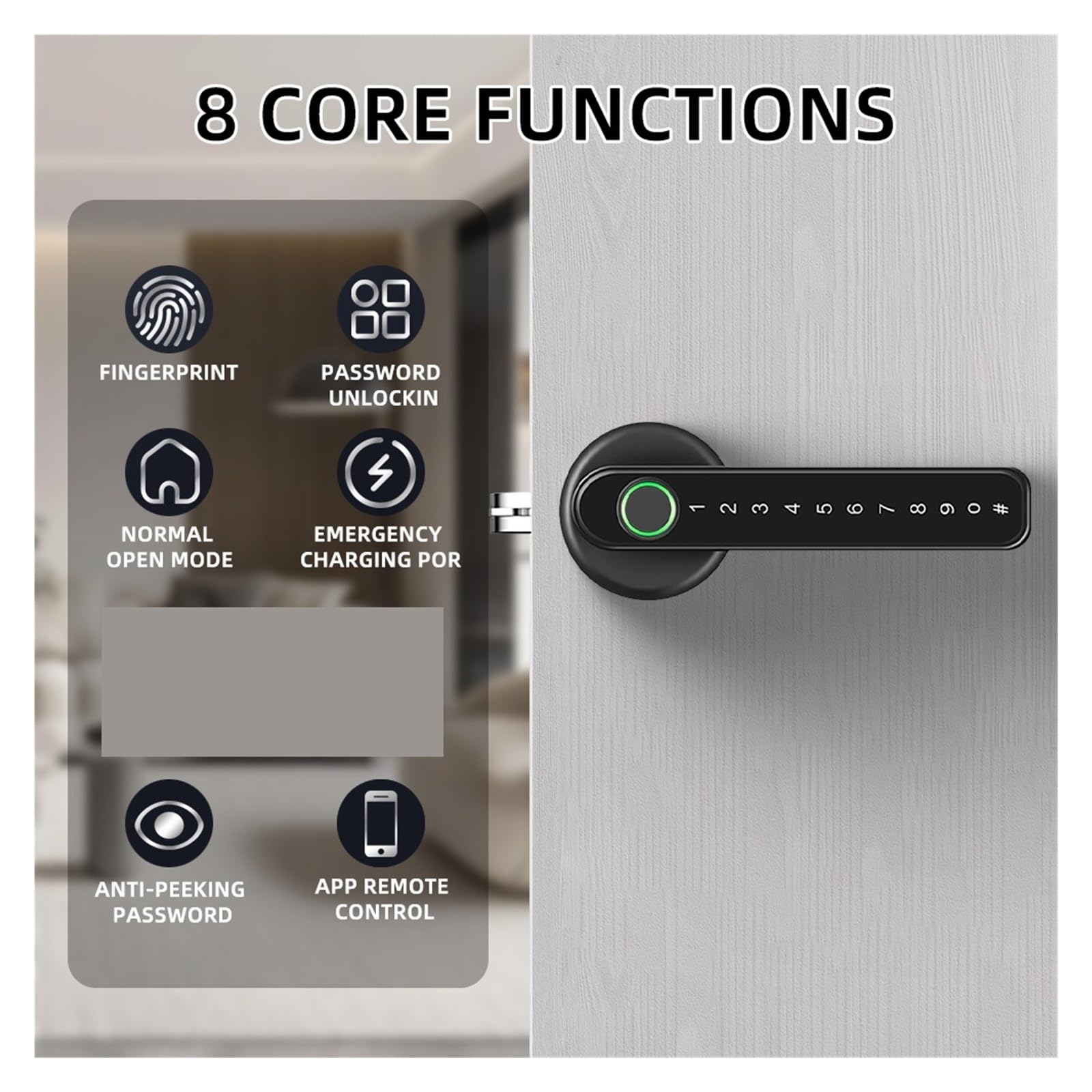Serrure de porte à empreinte digitale/bouton intelligent/serrure biométrique avec code d'accès sans clé/télécommande par application