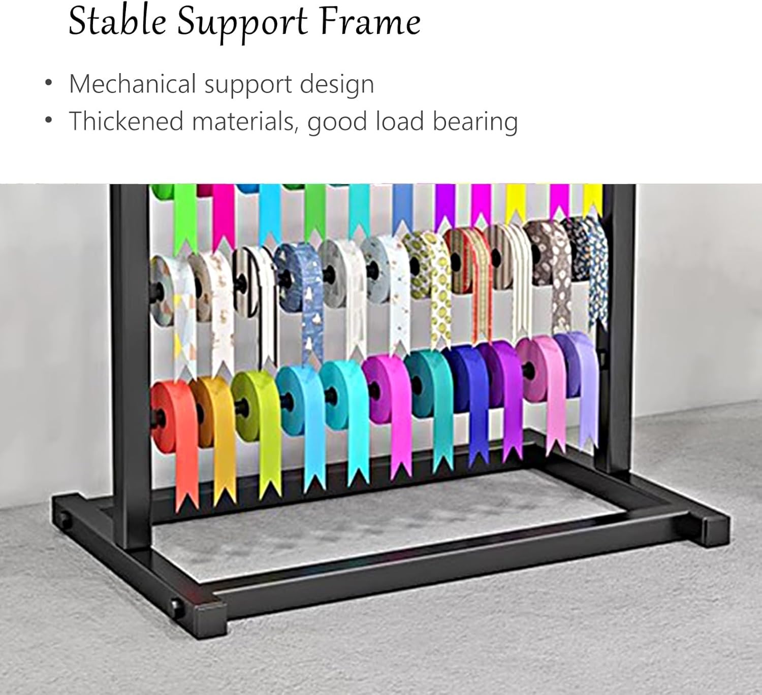 Black Ribbon Storage Rack for Flower Store/Cake Shop, 5-Layer Spool Holder, Metal Wrapping Paper Display Rack