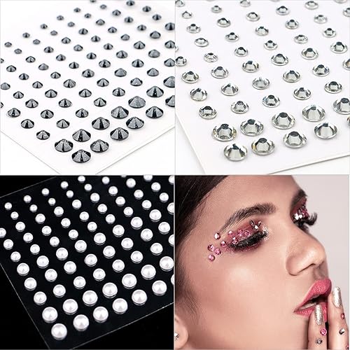 Miniatura 2 de Bowitzki Face Jewels - Diamantes de imitación para maquillaje, gemas para la cara, calcomanías de diamantes de imitación para ojos, lágrimas,
