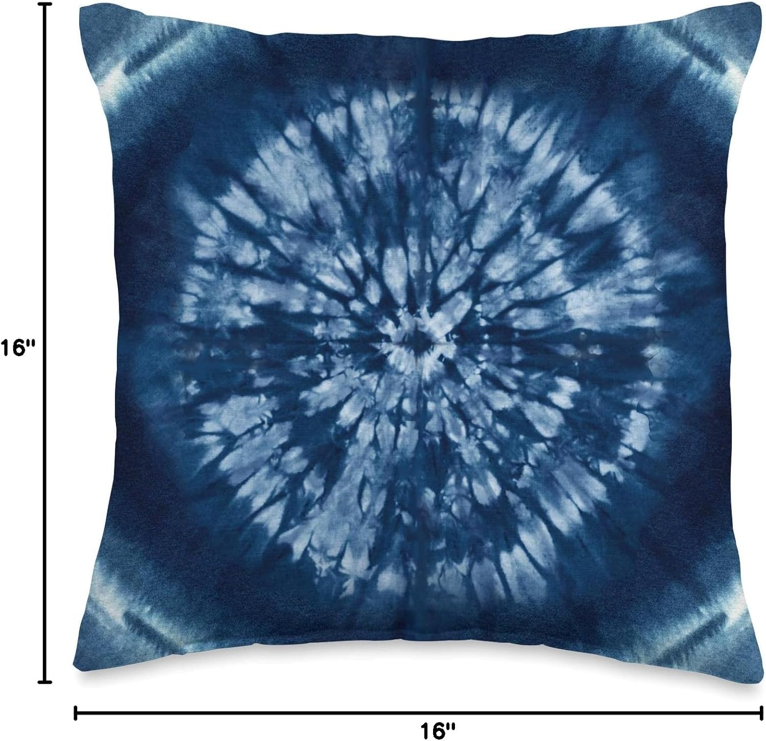 Indigo Bohemian Denim Blue and white Batik Tie Dye Boho Throw Pillow