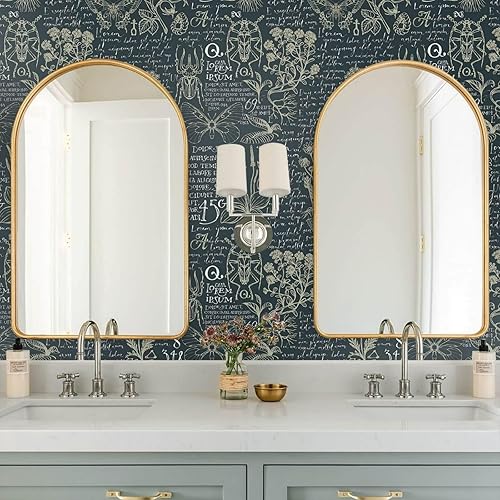 Miniatura 3 de Heroad Papel tapiz bohemio de la marca para despegar y pegar, papel de contacto con hojas, mariposa, extraíble, azul oscuro, vintage, para