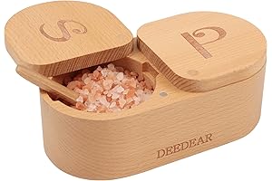 Essential Salt Sense, 2-Compartment Wood Spice Box with Magnetic Swivel