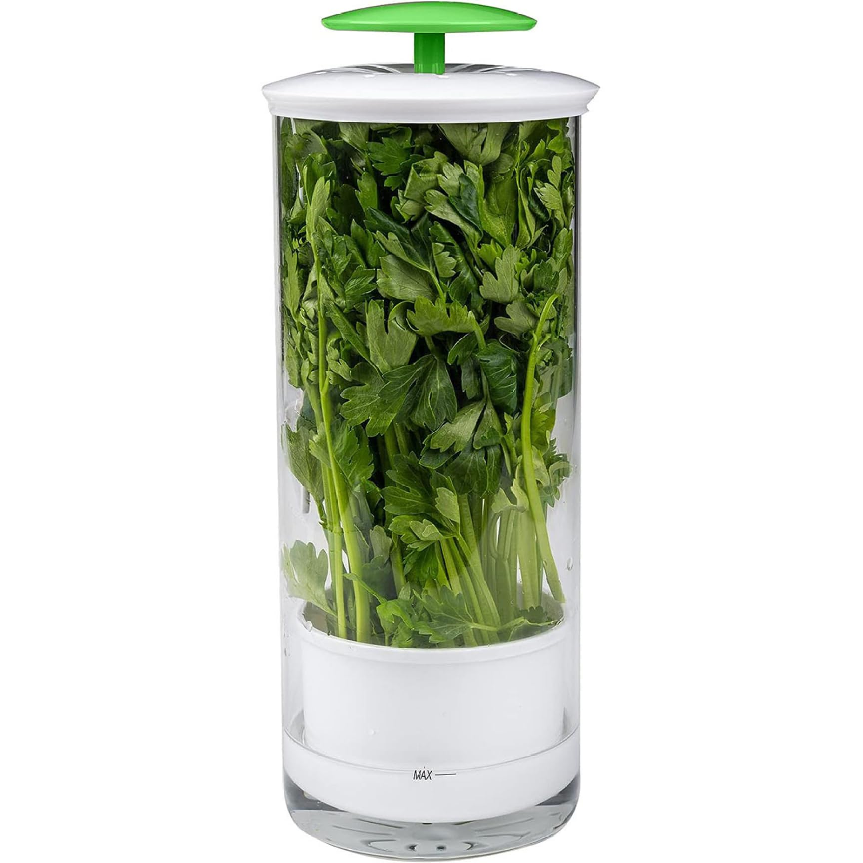 Xoeryoy Herb Saver, 12.8x5.3 Clear Plastic Herb Keeper with Breathable Hole, Keep Fresh Storage with Handle for Cilantro, Mint, Parsley, Asparagus, Keeps Greens Fresh for 2-3 Weeks