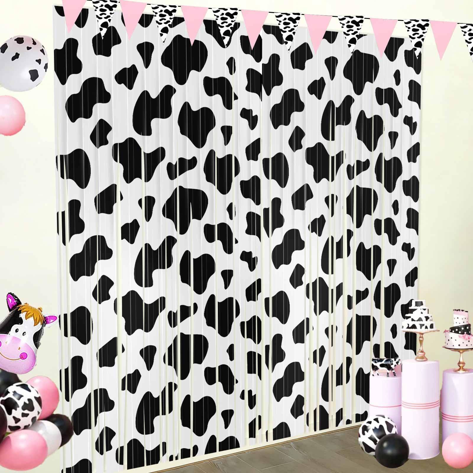 Cortinas de flecos de papel de aluminio con estampado de vaca Zliisang 6