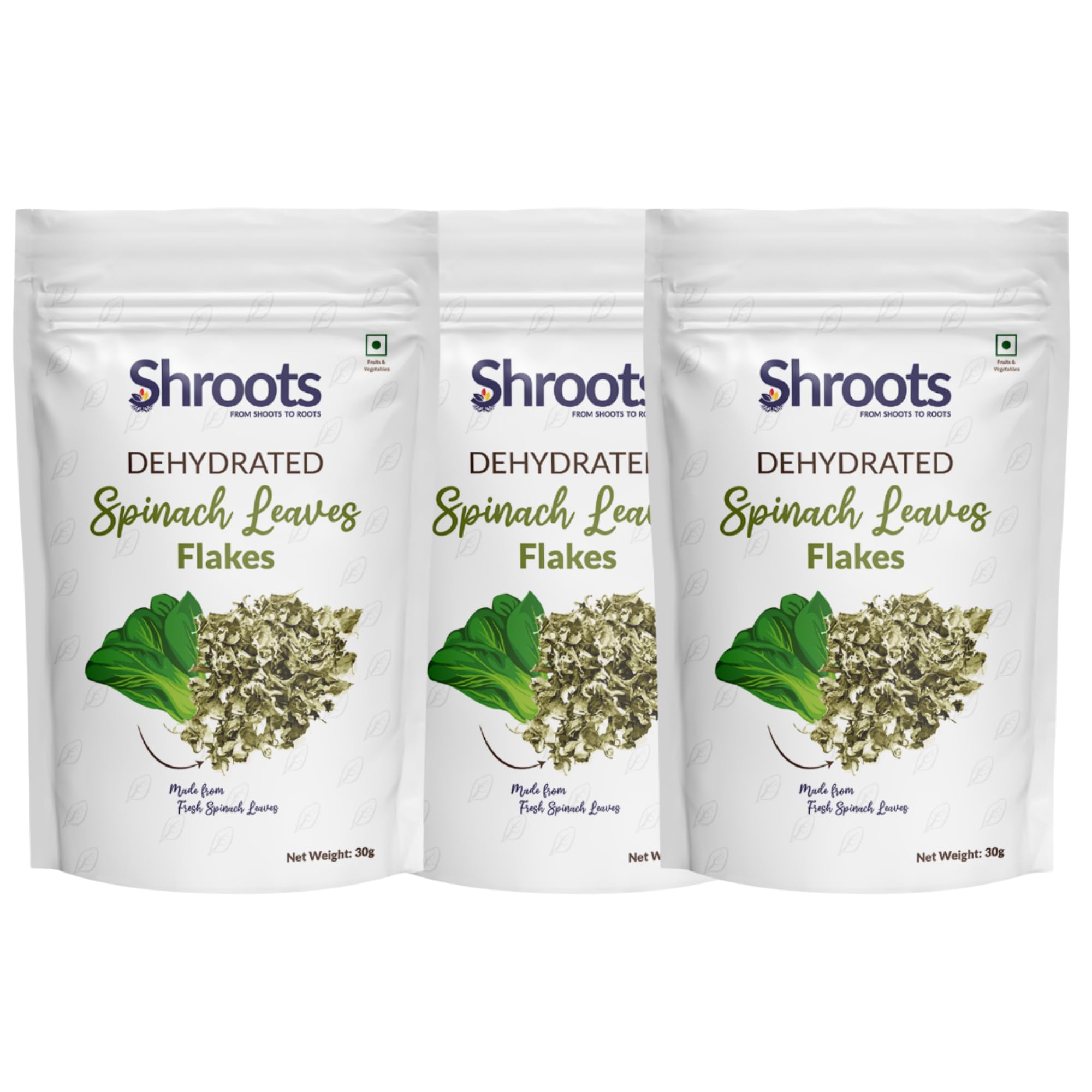SHROOTS Dehydrated Spinach (Palak) Leaves Flakes: Pure Vegetarian & Easy Cooking Essential, Machine Dehydrated Vegetables-30Gram (Pack of 3) (B0CR4CF42Y) Amazon Price History, Amazon Price Tracker