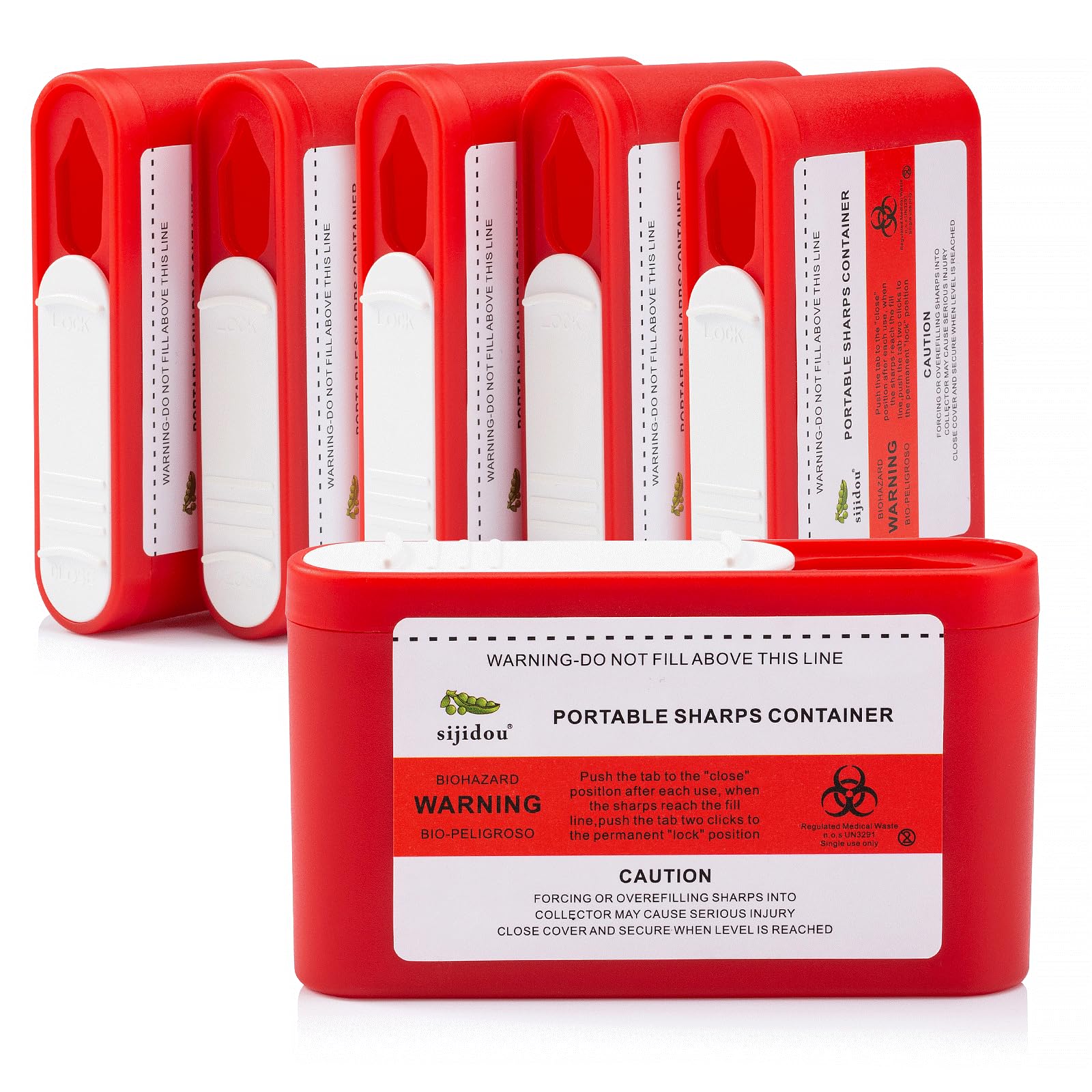 6 Pack Portable Sharps Container for Travel and Home Use,Pocket Travel Sharps Disposal Container,Specially Designed for Diabetic Needles and Test