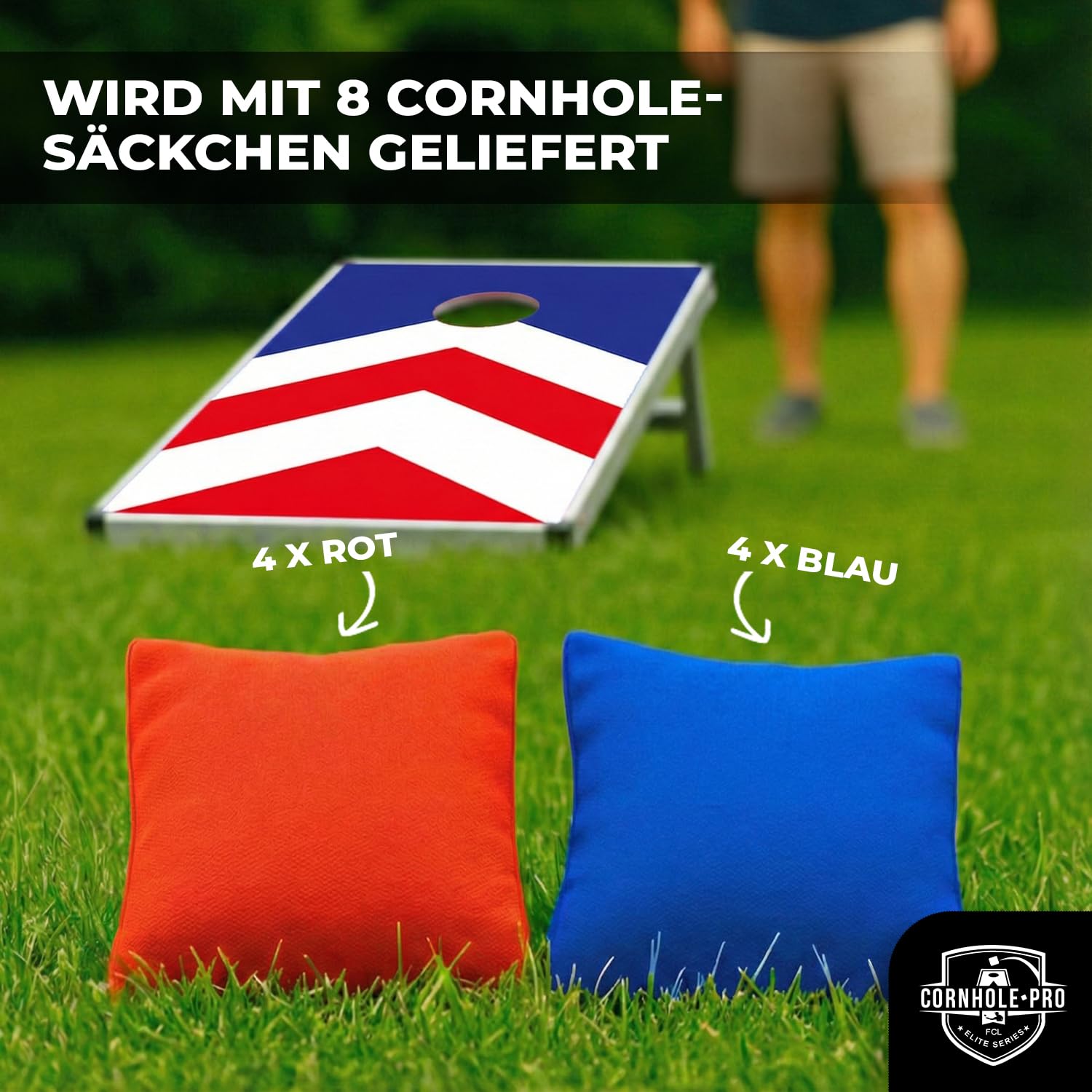 Blaustein Offizielles Cornhole Spiel Outdoor - 11-Teiliges Set nach Amerikanischer Tradition - Outdoor Spiele - Wurfspiele für