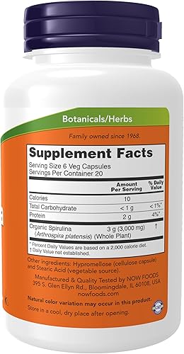 Miniatura 2 de Espirulina NOW de 00176 oz 120cápsulas vegetales