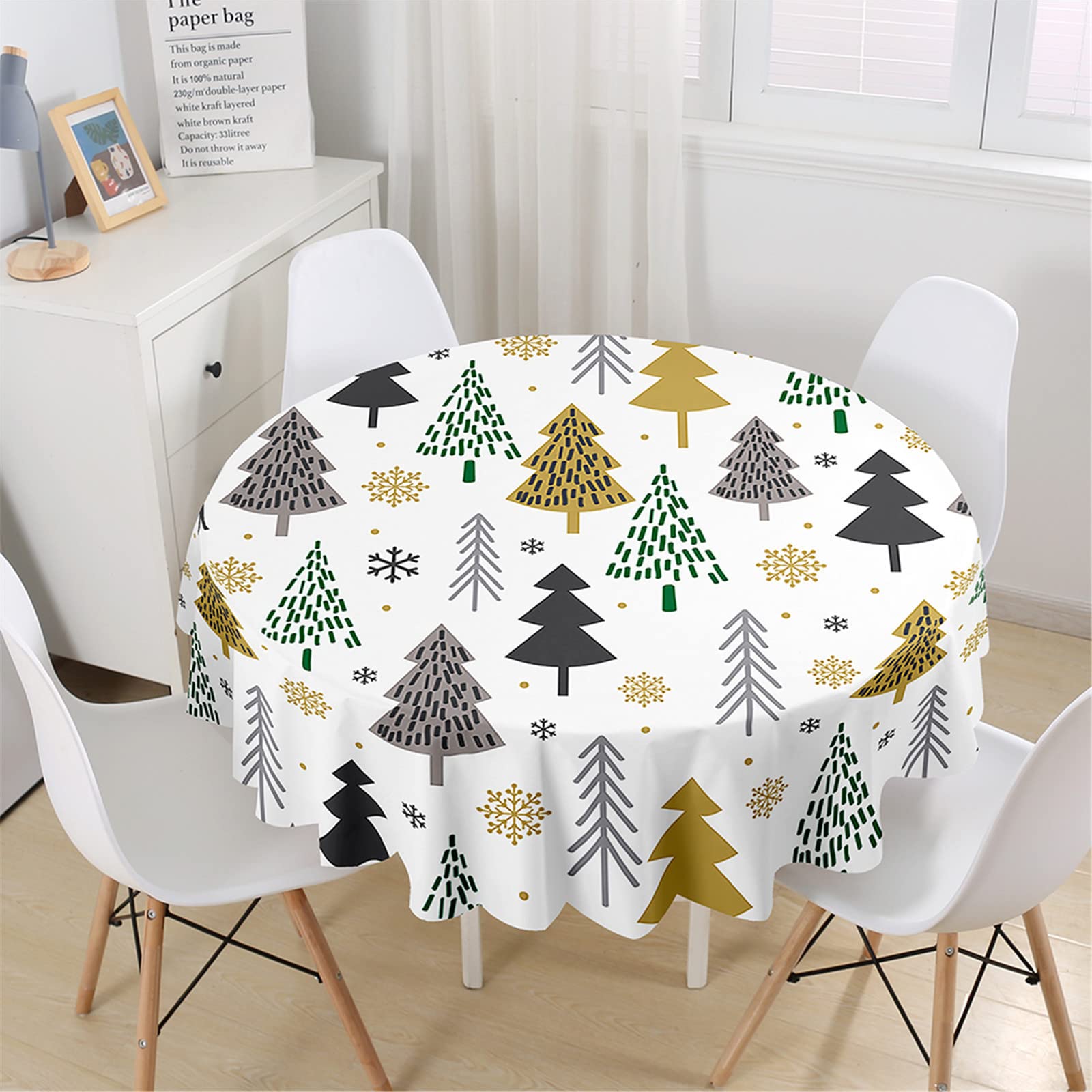 Hixingo Nappe De Noel Pour Table Ronde, Motif Bonhomme De Neige 3D