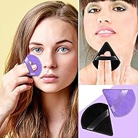 Vista 30 de Pimoys 6 esponjas de maquillaje facial, esponja de terciopelo suave triangular, esponja de belleza para polvo suelto (negro, rosa)