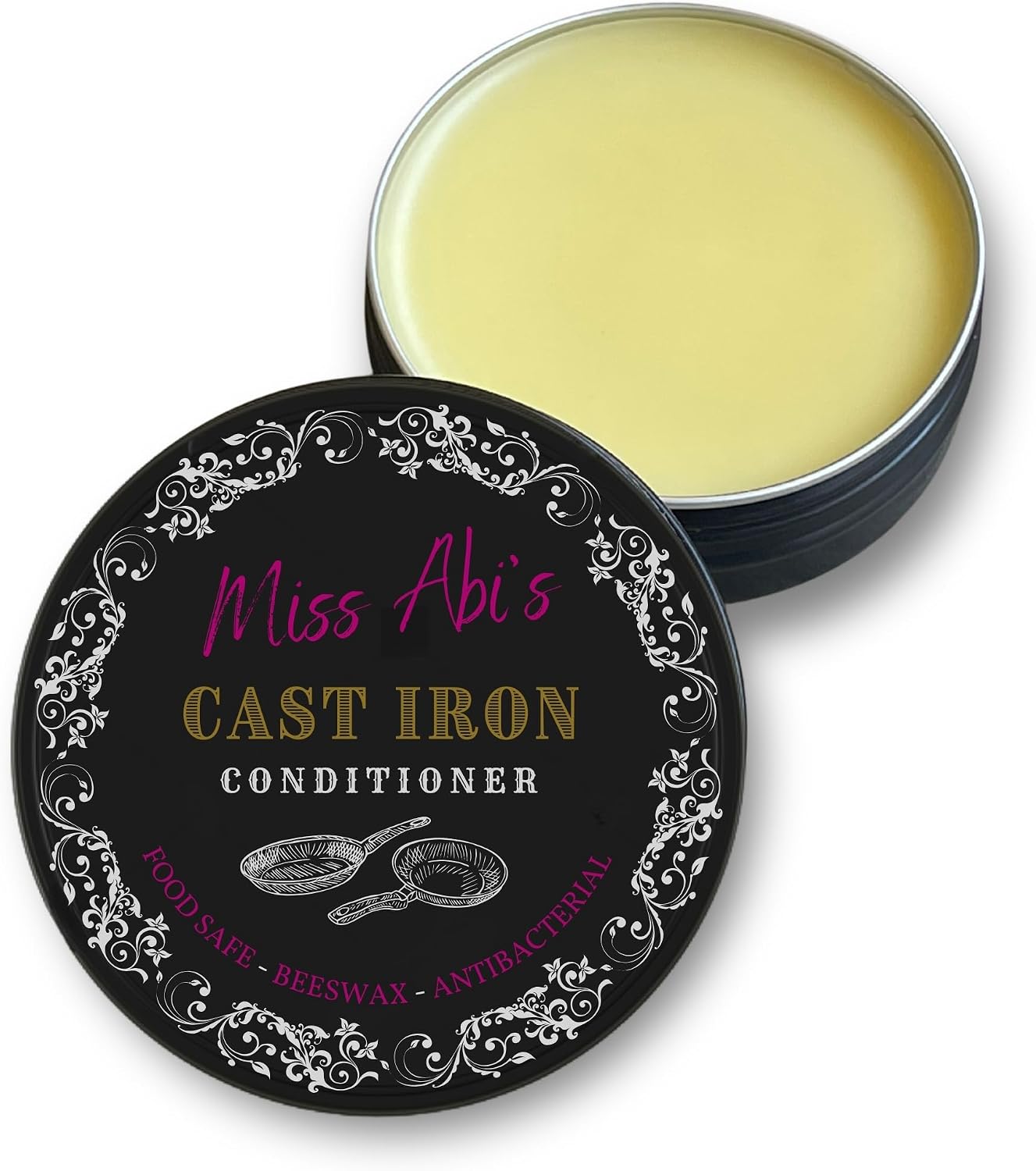 Cast Iron Seasoning Oil, Miss Abi's Caste Iron Seasoning & Carbon Steel Seasoning Wax,100% Natural, Premium Quality