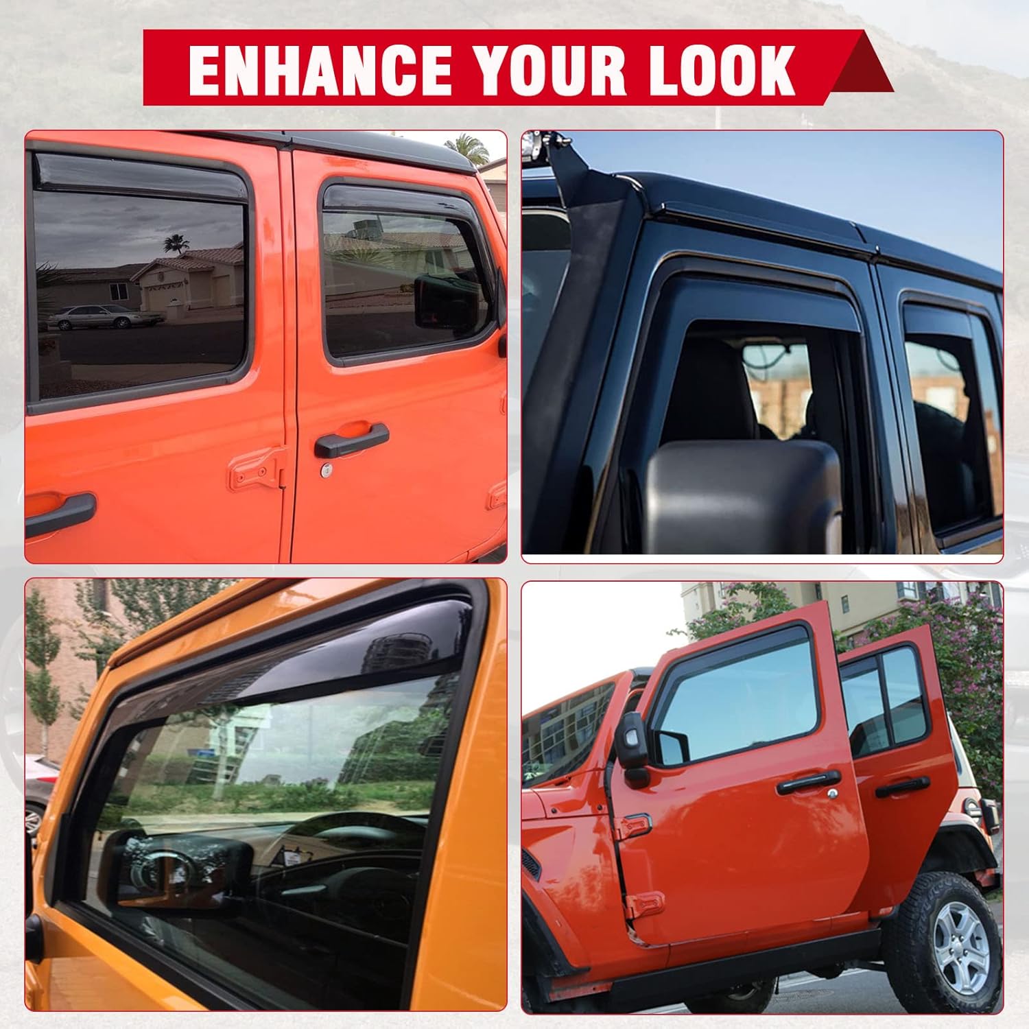 Partol Side Window Rain Guard in-Channel Side Window Deflectors Window Visor for Jeep Wrangler JL JLU/Gladiator JT 4-Door 2018 2019 2020 2021 (Not for JK)