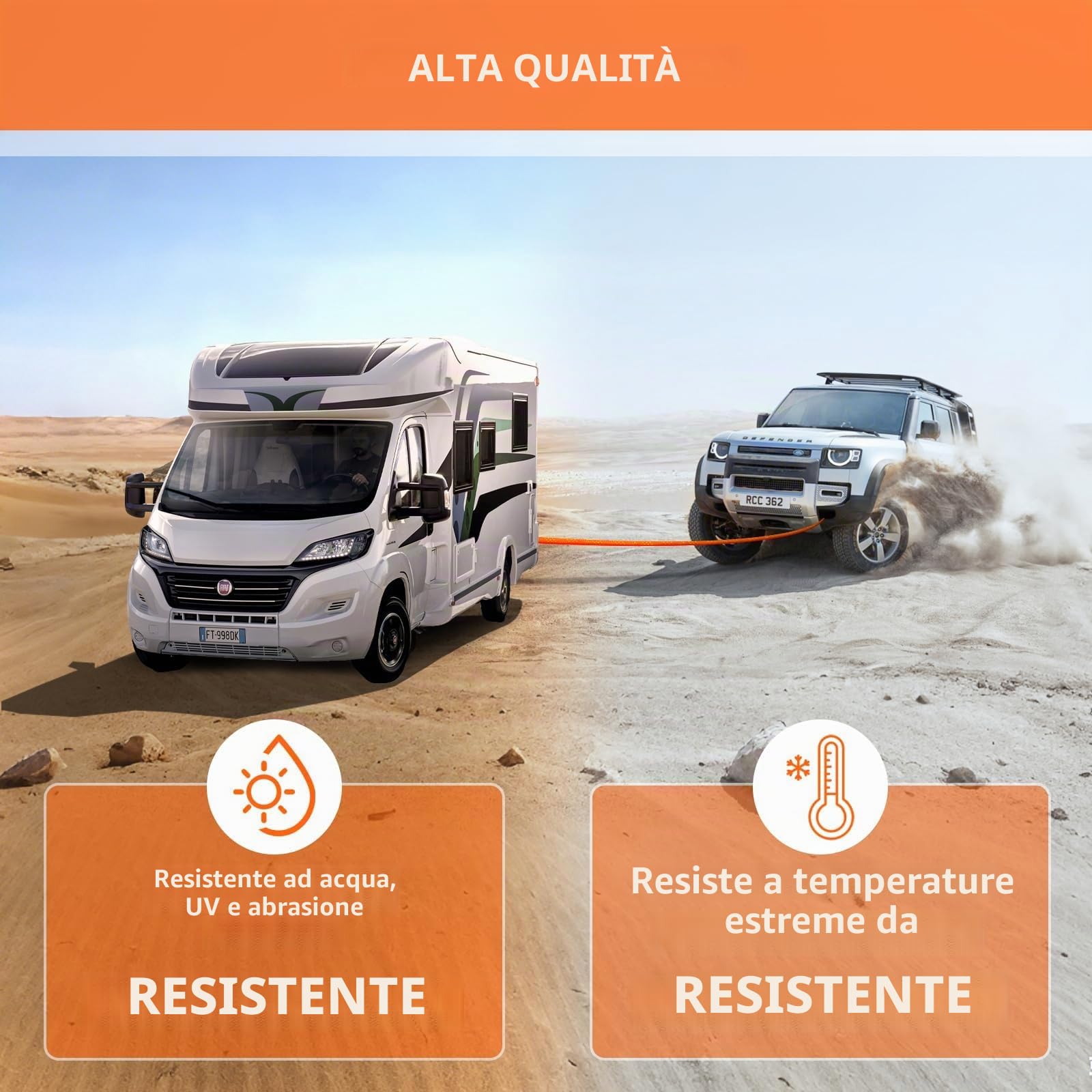Longzhuo Cinghia di Traino Auto, 6M/10T 22000lbs Corda da Traino Fuoristrada, Cinghia da Traino con 2 Grillo di Sicurezza, Corda di Recupero di Emergenza Heavy Duty Car per Camion, UTV Tractor