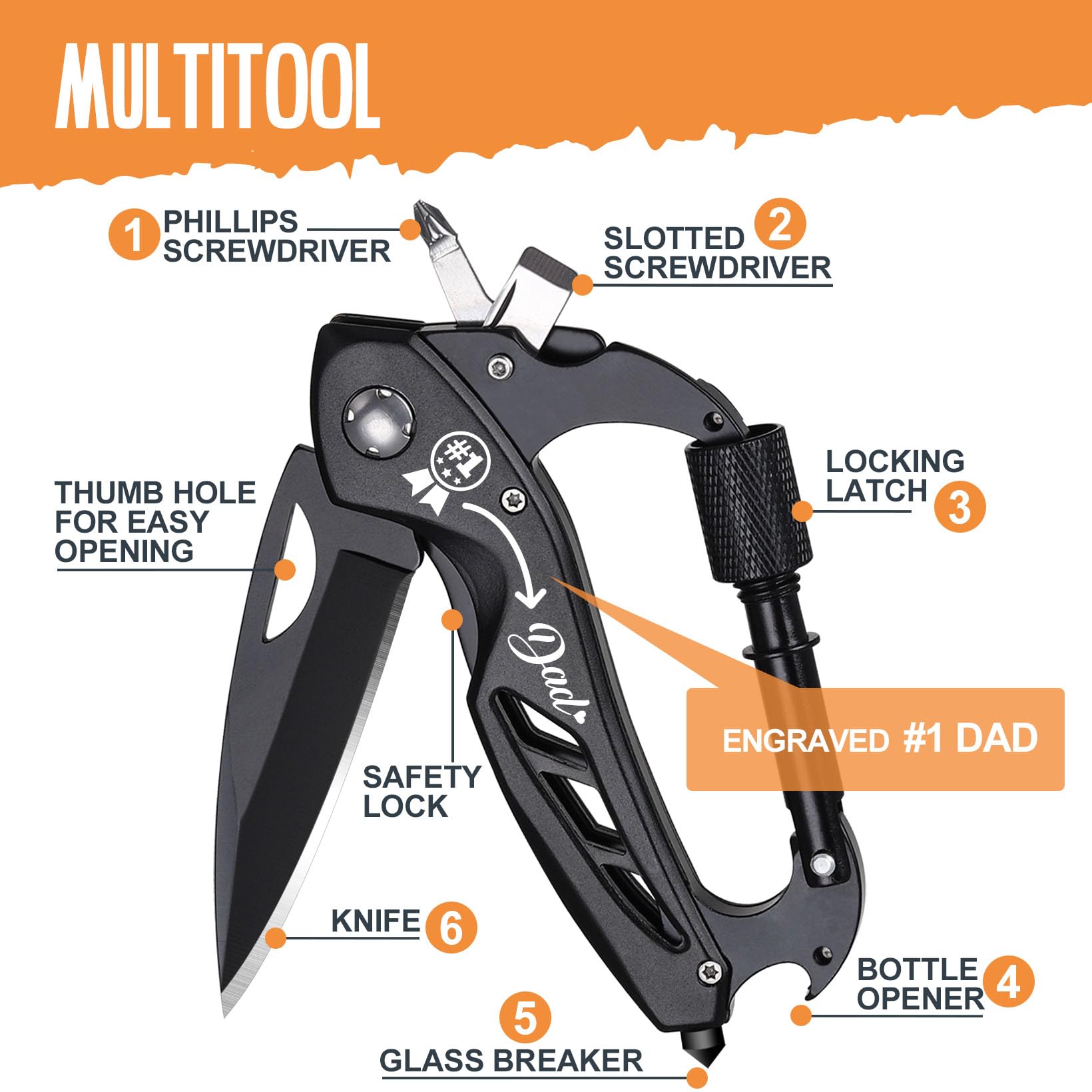 Fathers Day for Dad Gifts, Dad Gifts from Daughter Son Fathers Day, Dads Fathers Gift, Multitool Gift for Birthday, EDC Outdoor Dads Gift
